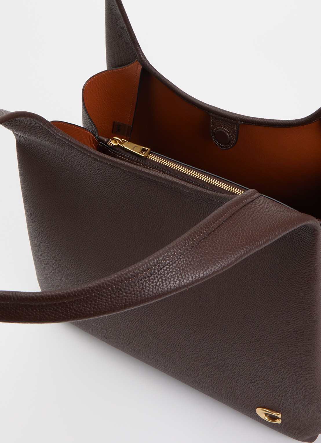 Coach Lana schoudertas van leer met logo - detail bruin