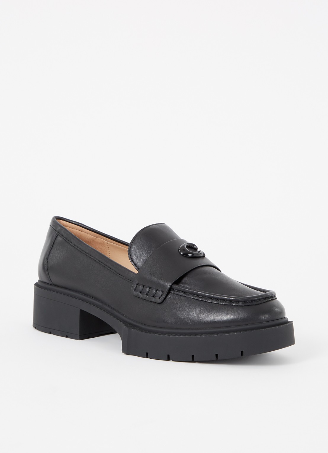 Coach Leah loafer van leer met logo - voorkant 5 zwart