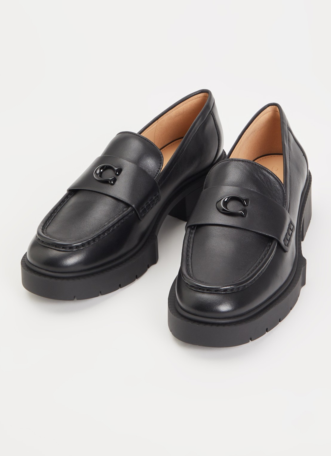 Coach Leah loafer van leer met logo - detail 3 zwart