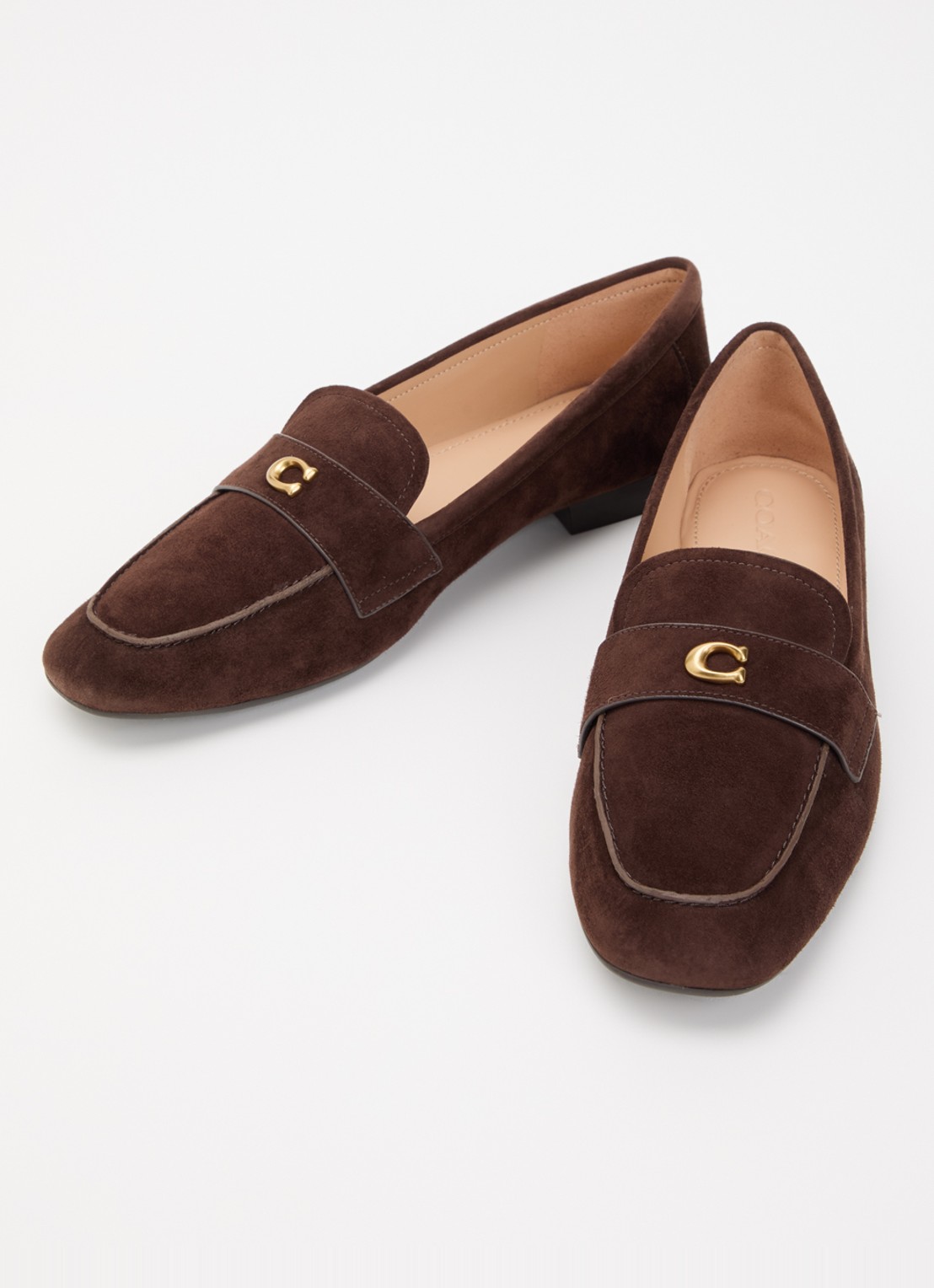 Coach Loafer van suède - detail 2 chocoladebruin