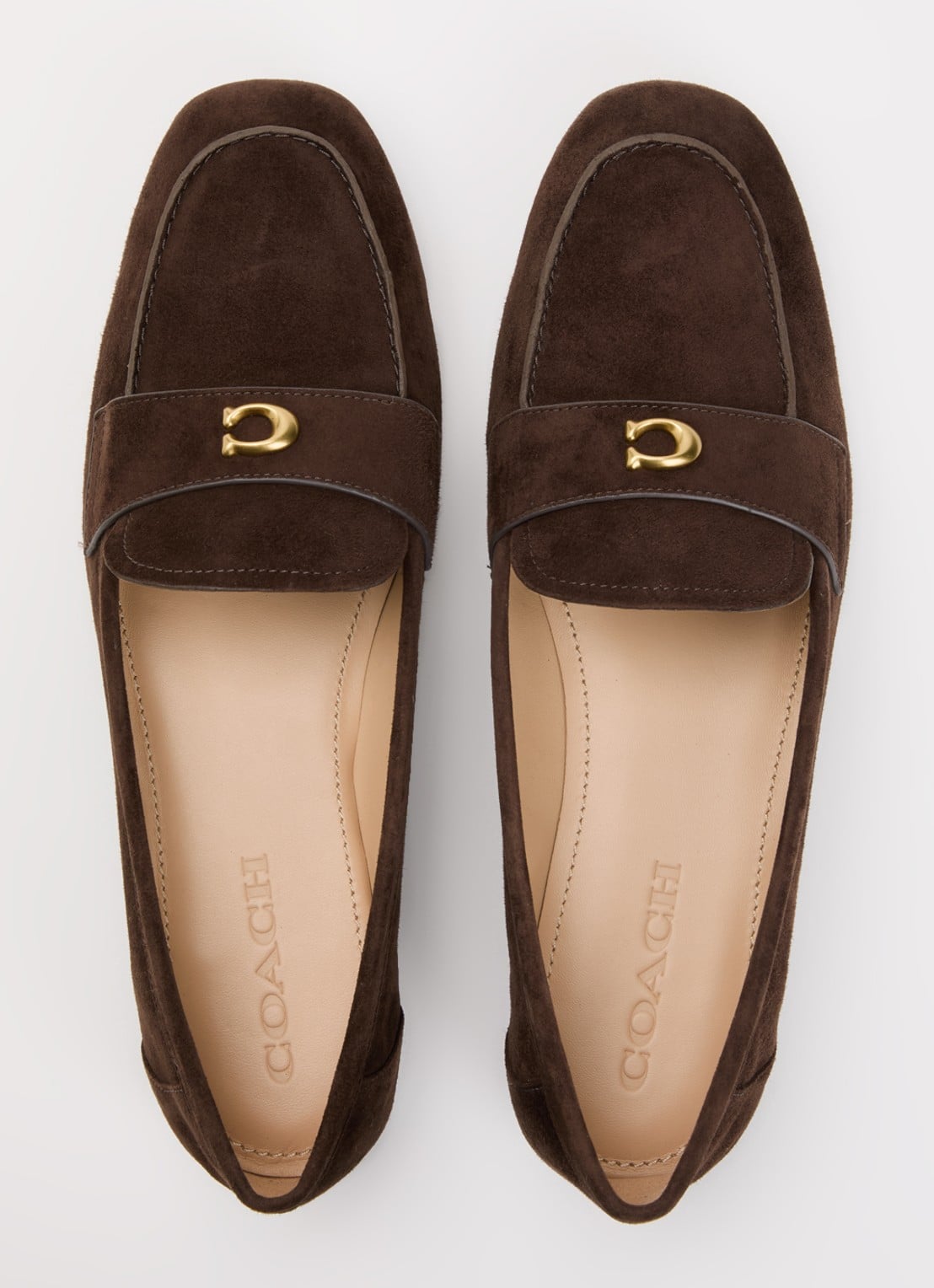 Coach Loafer van suède - detail 3 chocoladebruin