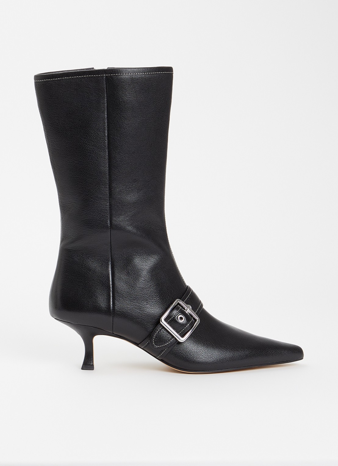 Coach Margot laars van leer met gespdetail - voorkant 3 zwart