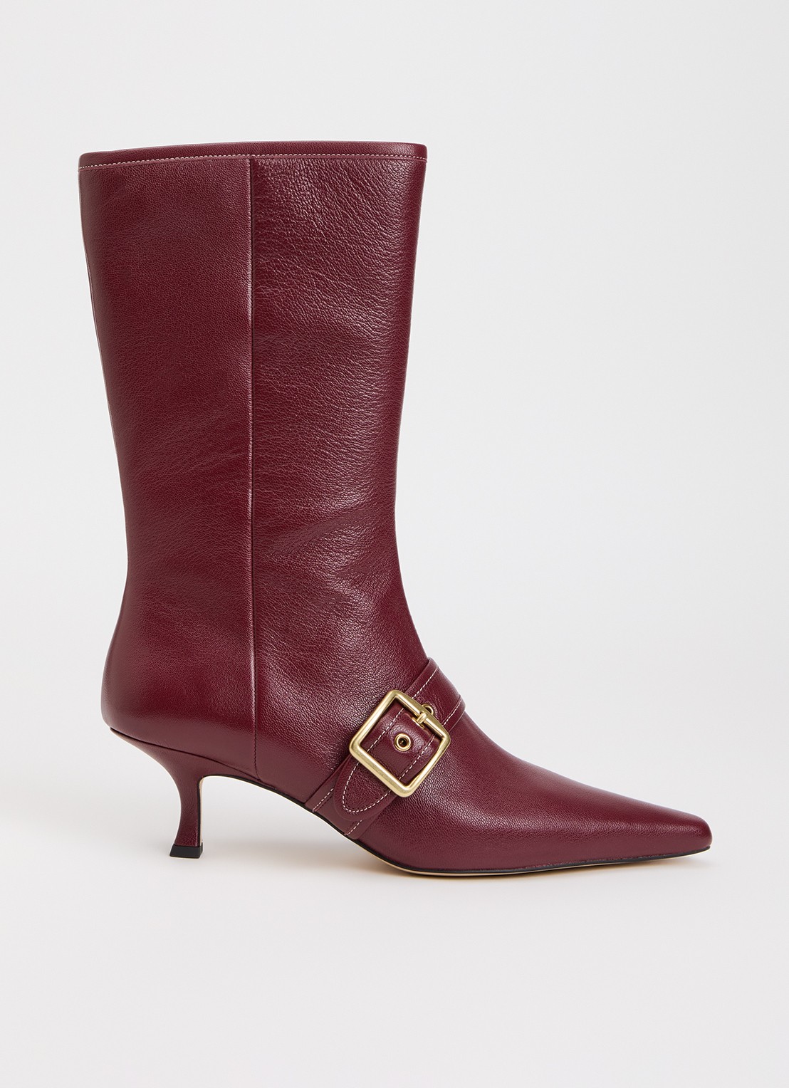 Coach Margot laars van leer met gespdetail - voorkant 4 bordeauxrood