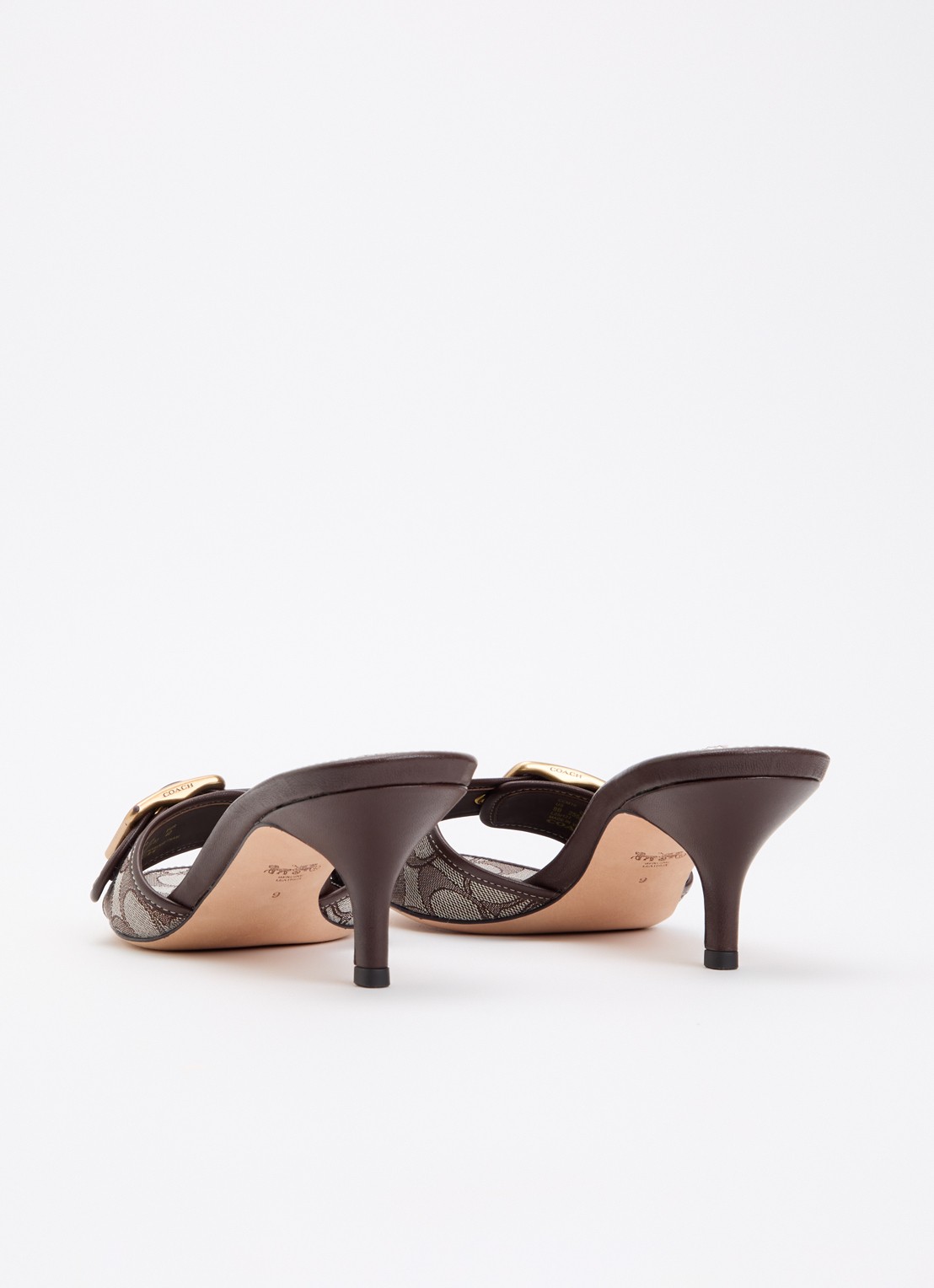 Coach Margot muiltje met logoprint en leren details - achterkant bruin