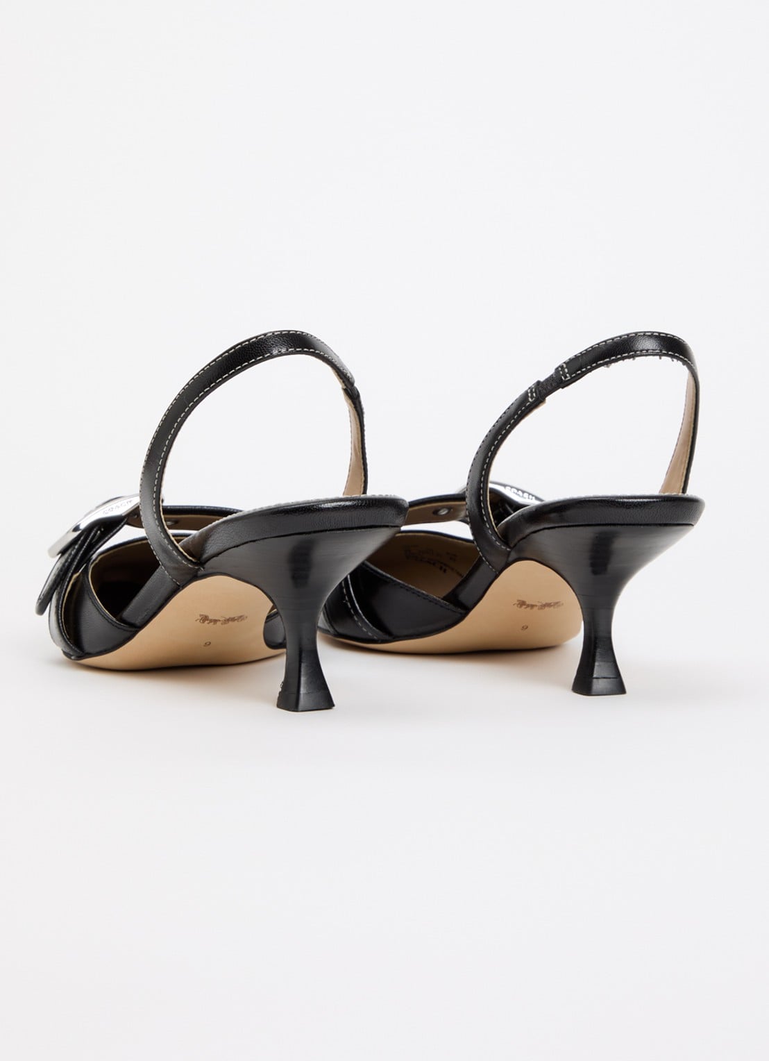 Coach Margot slingback van leer met gespdetail - achterkant 5 zwart