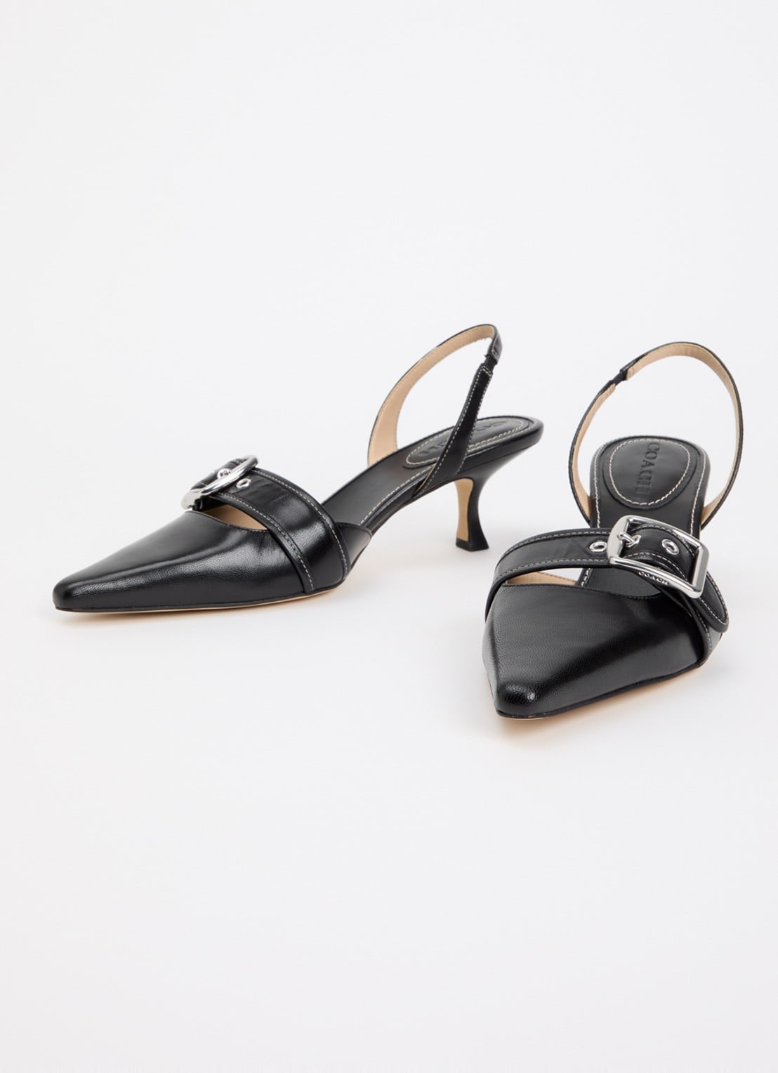 Coach Margot slingback van leer met gespdetail - detail 2 zwart