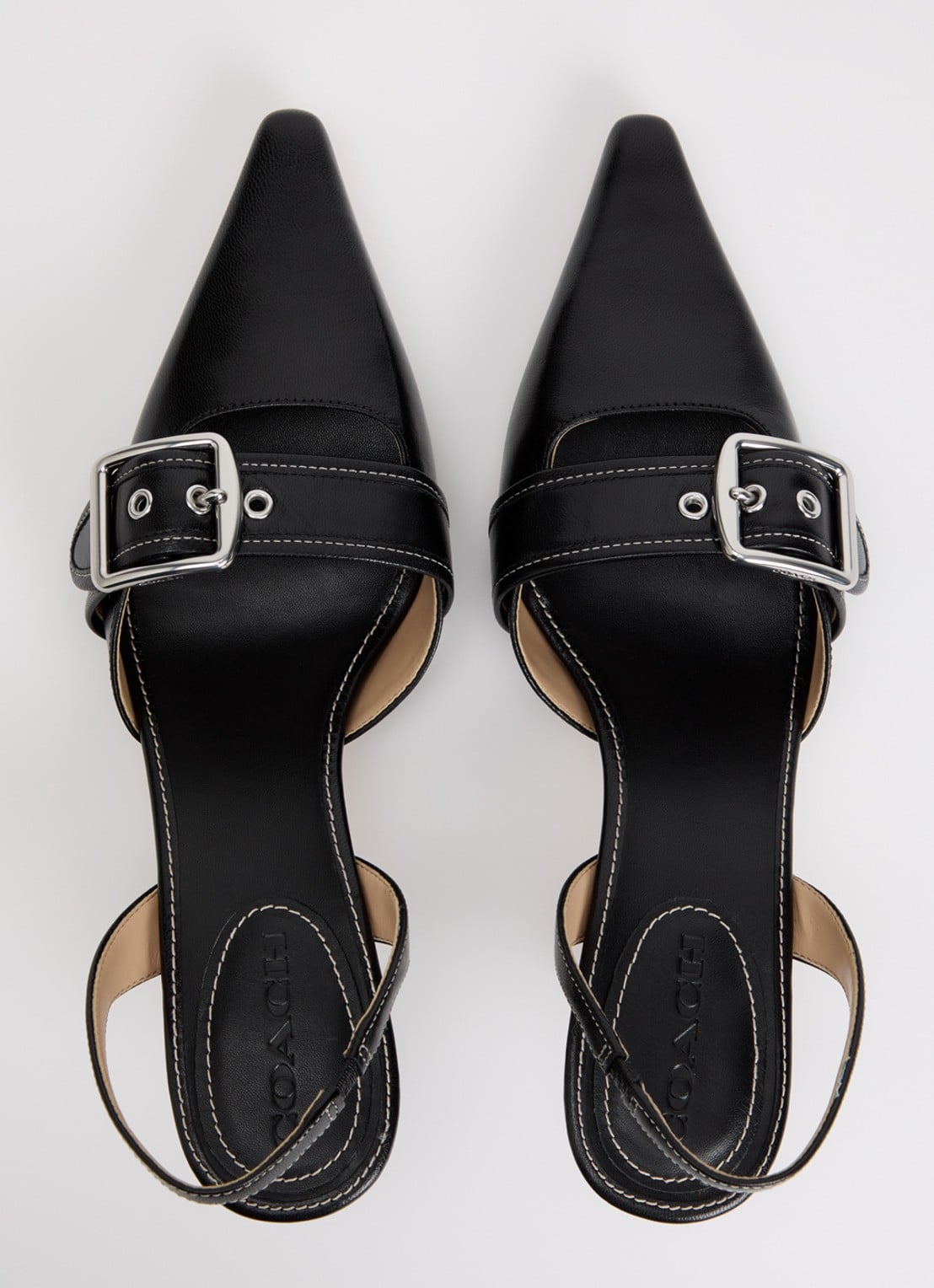 Coach Margot slingback van leer met gespdetail - detail 3 zwart