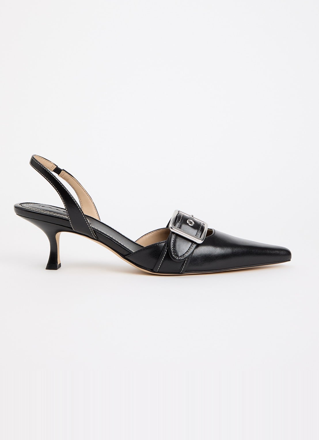 Coach Margot slingback van leer met gespdetail - voorkant zwart
