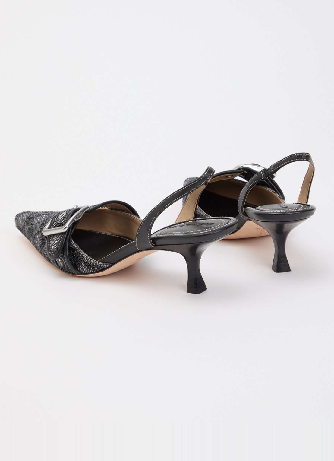 Coach Margot slingback van leer met logoprint en strass - achterkant 5 zwart