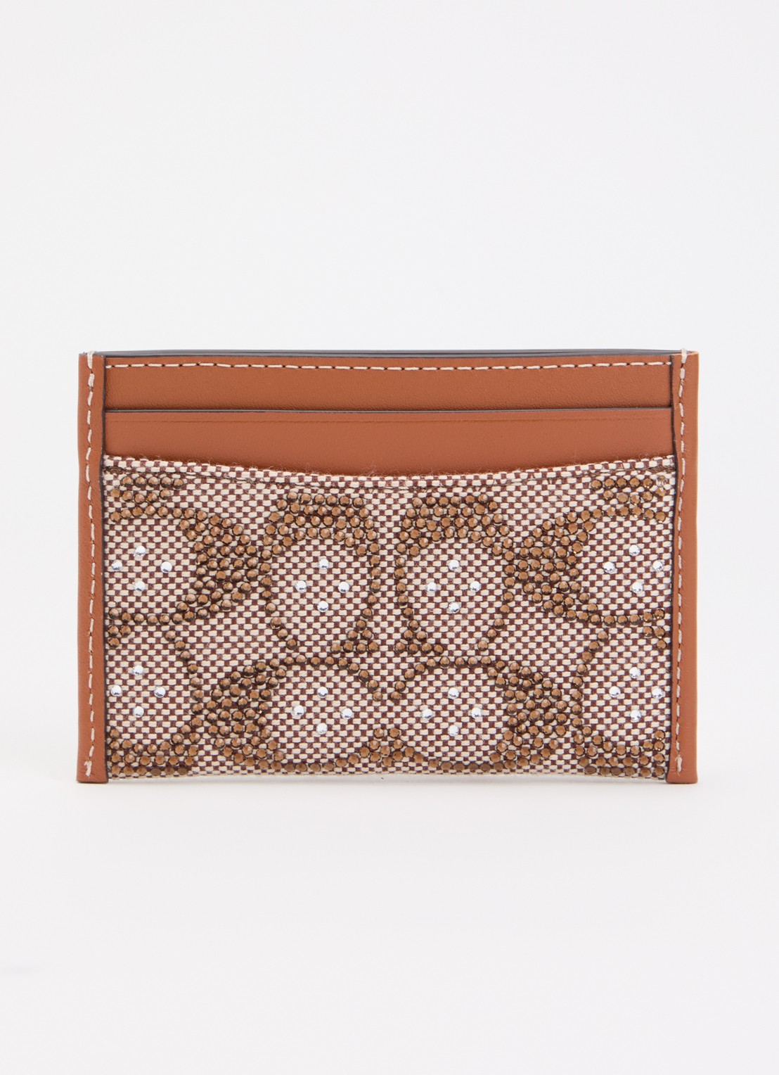 Coach Pasjeshouder van leer met strass - achterkant 3 cognac
