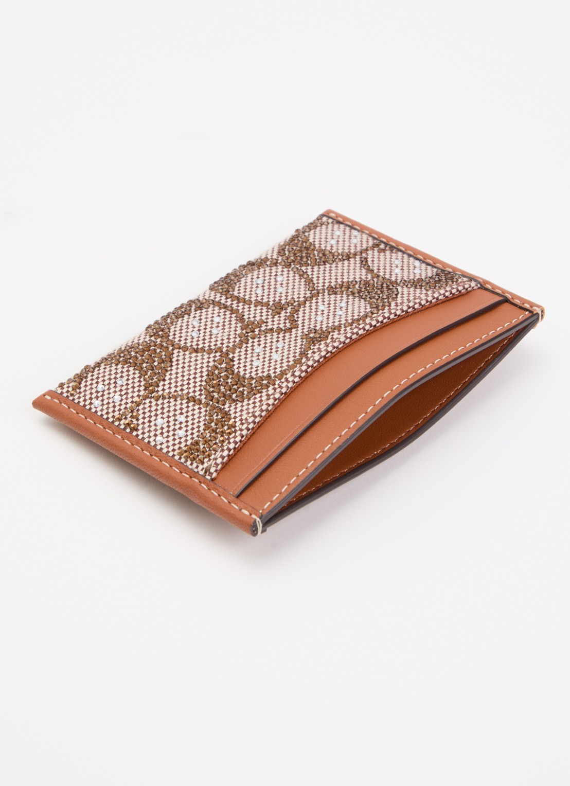 Coach Pasjeshouder van leer met strass - detail cognac