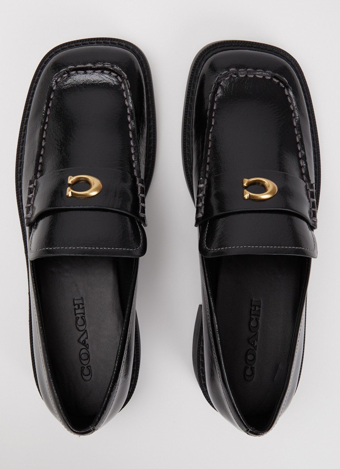 Coach Penny loafer van lakleer met structuur - detail 2 zwart
