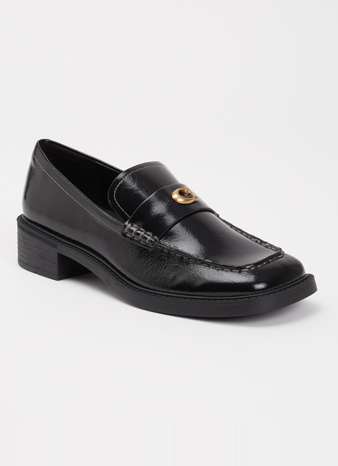 Coach Penny loafer van lakleer met structuur - voorkant 6 zwart