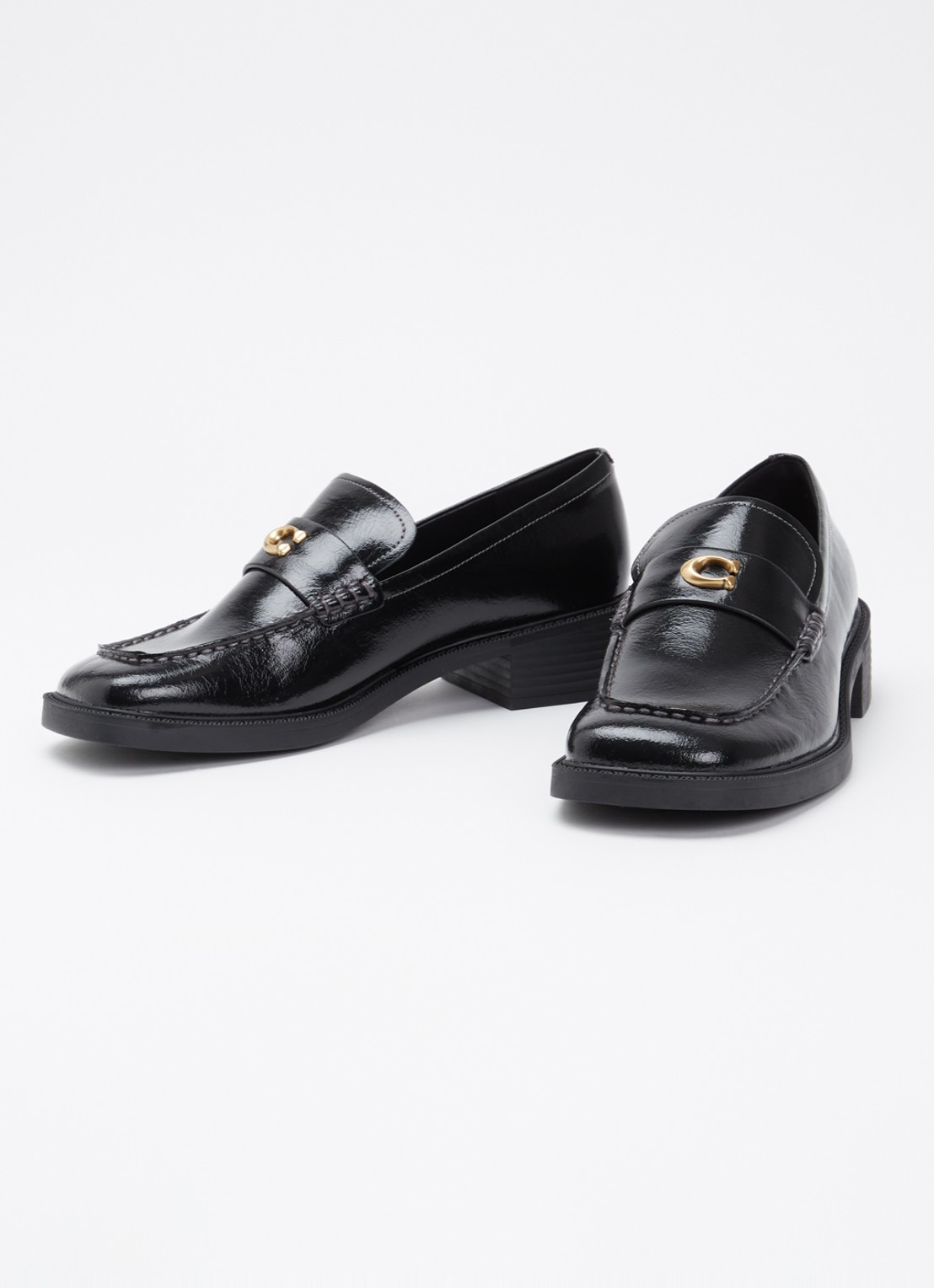 Coach Penny loafer van lakleer met structuur - detail 4 zwart