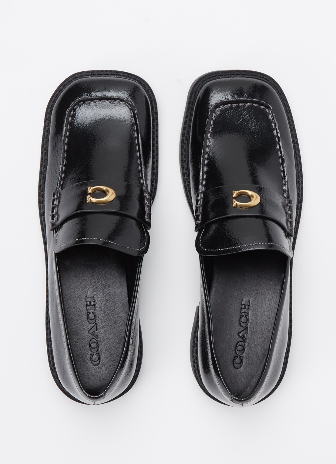 Coach Penny loafer van lakleer met structuur - detail 5 zwart