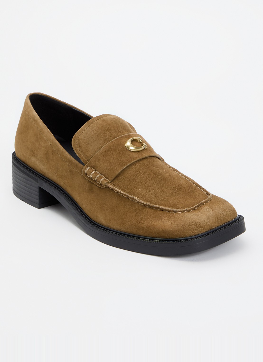 Coach Penny loafer van suède - voorkant 2 camel