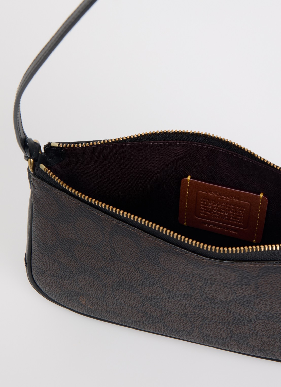 Coach Plaza schoudertas met logoprint - detail 3 donkerbruin