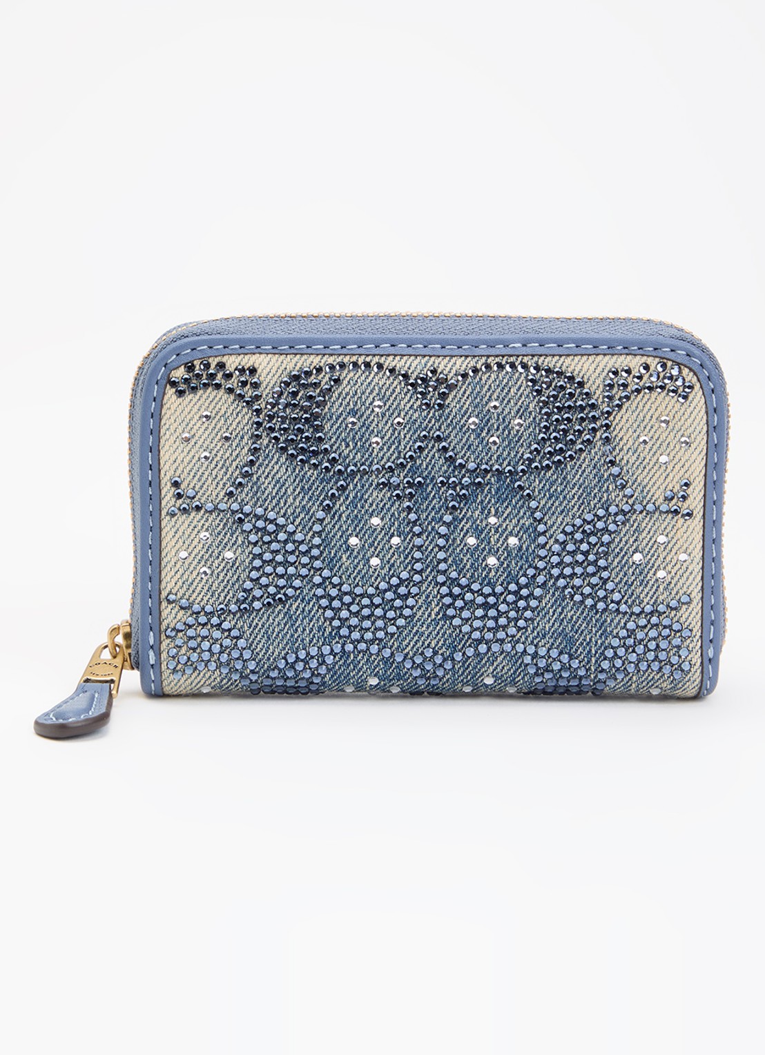 Coach Portemonnee van denim met strass - voorkant indigo