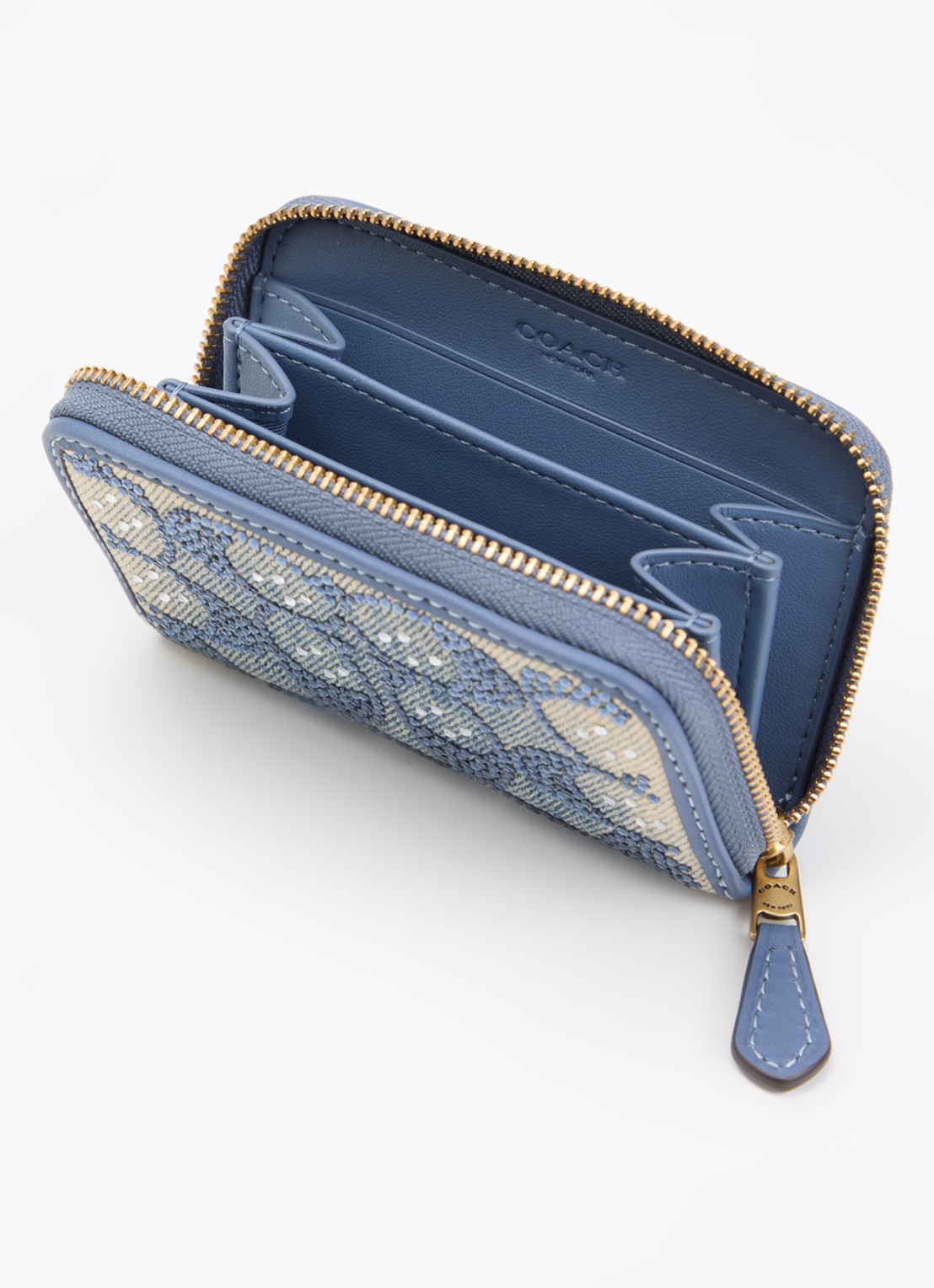 Coach Portemonnee van denim met strass - voorkant 2 indigo