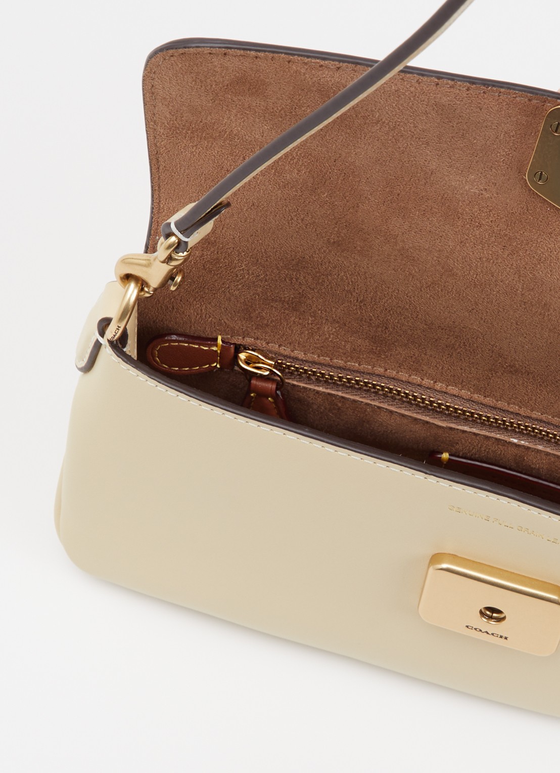 Coach Refined schoudertas van leer met afneembare schouderriem - detail 5 geel