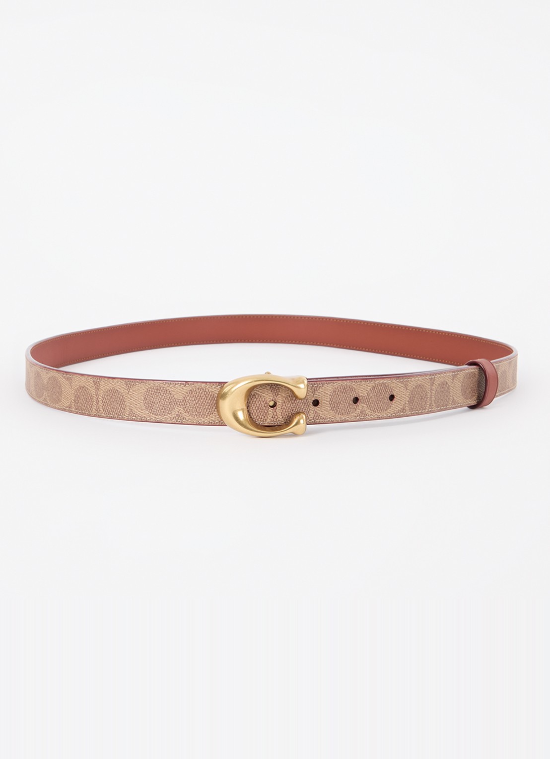 Coach Reversible riem van kalfsleer met logoprint - voorkant 2 lichtbruin