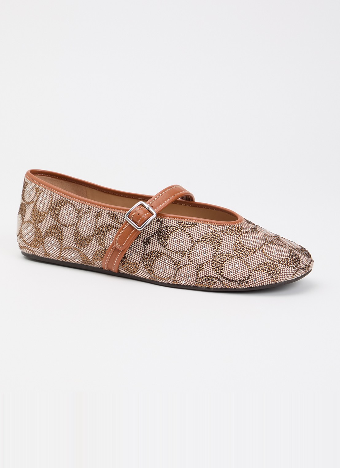 Coach Sculpted ballerina met strass - voorkant beige