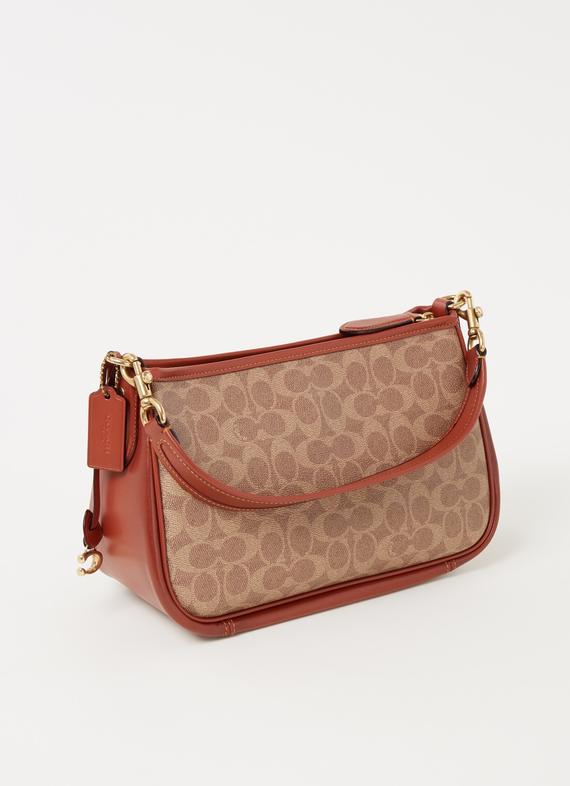 Coach Signature Cary crossbodytas van canvas met leren details - achterkant 3 bruin