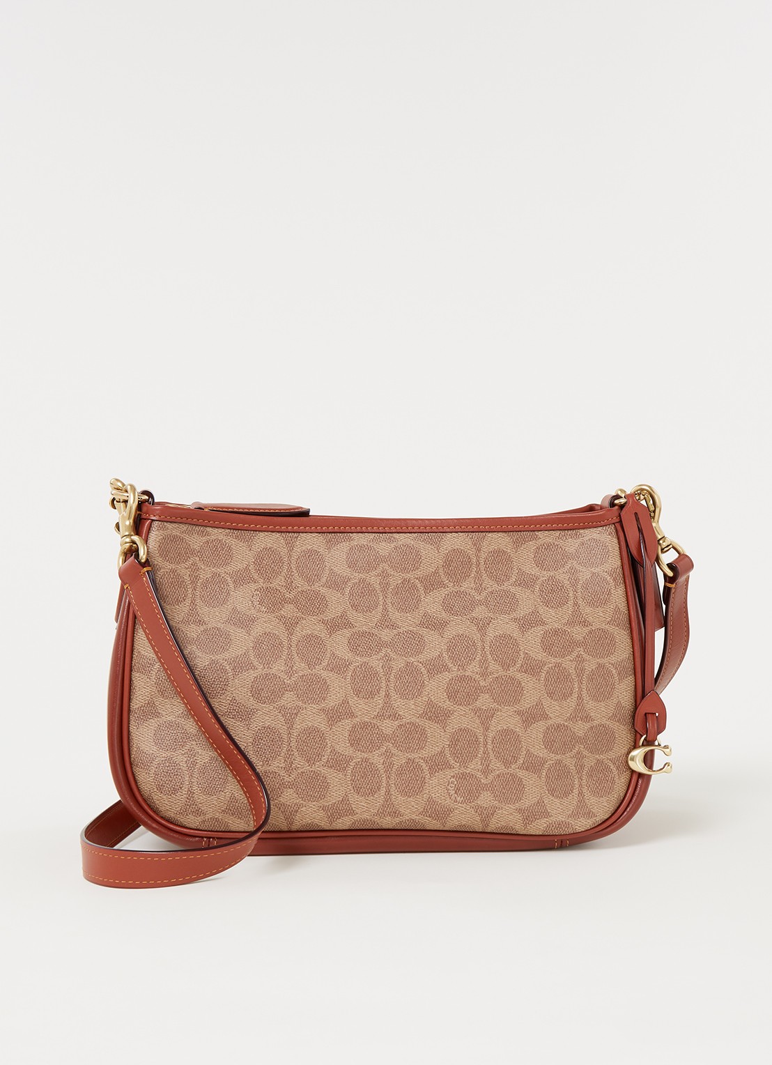 Coach Signature Cary crossbodytas van canvas met leren details - voorkant 4 bruin