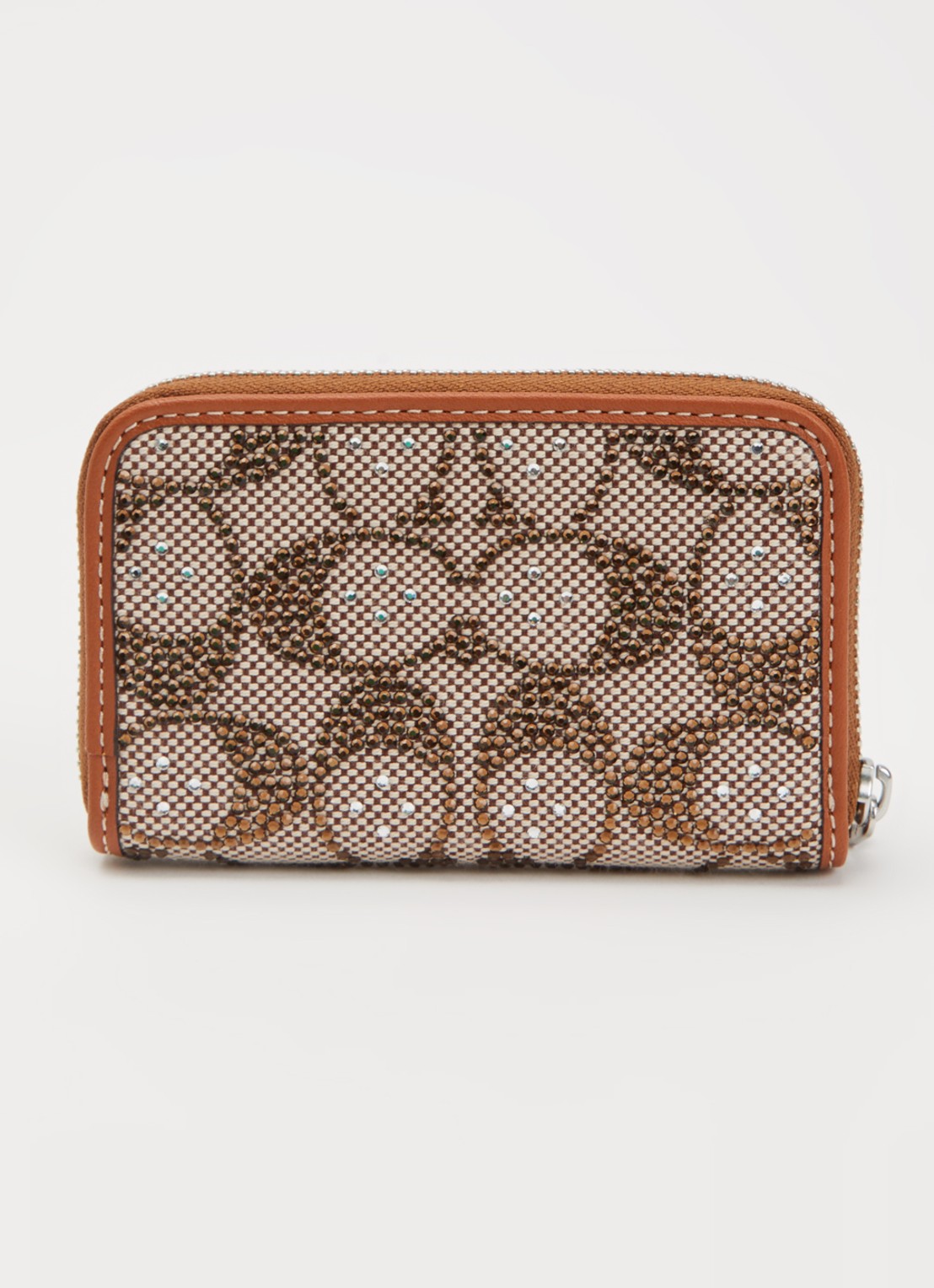Coach Small pasjeshouder met logoprint en strass - achterkant kastanjebruin