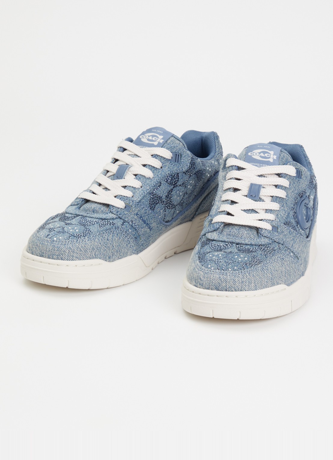 Coach Sneaker van denim met strass - detail 3 blauw