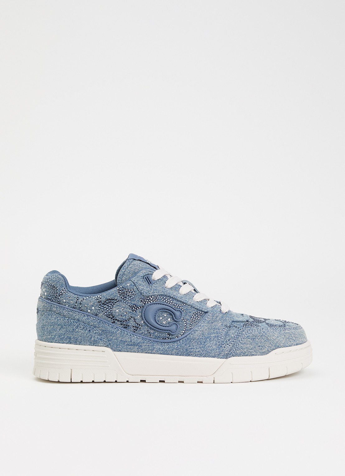 Coach Sneaker van denim met strass - voorkant 2 blauw
