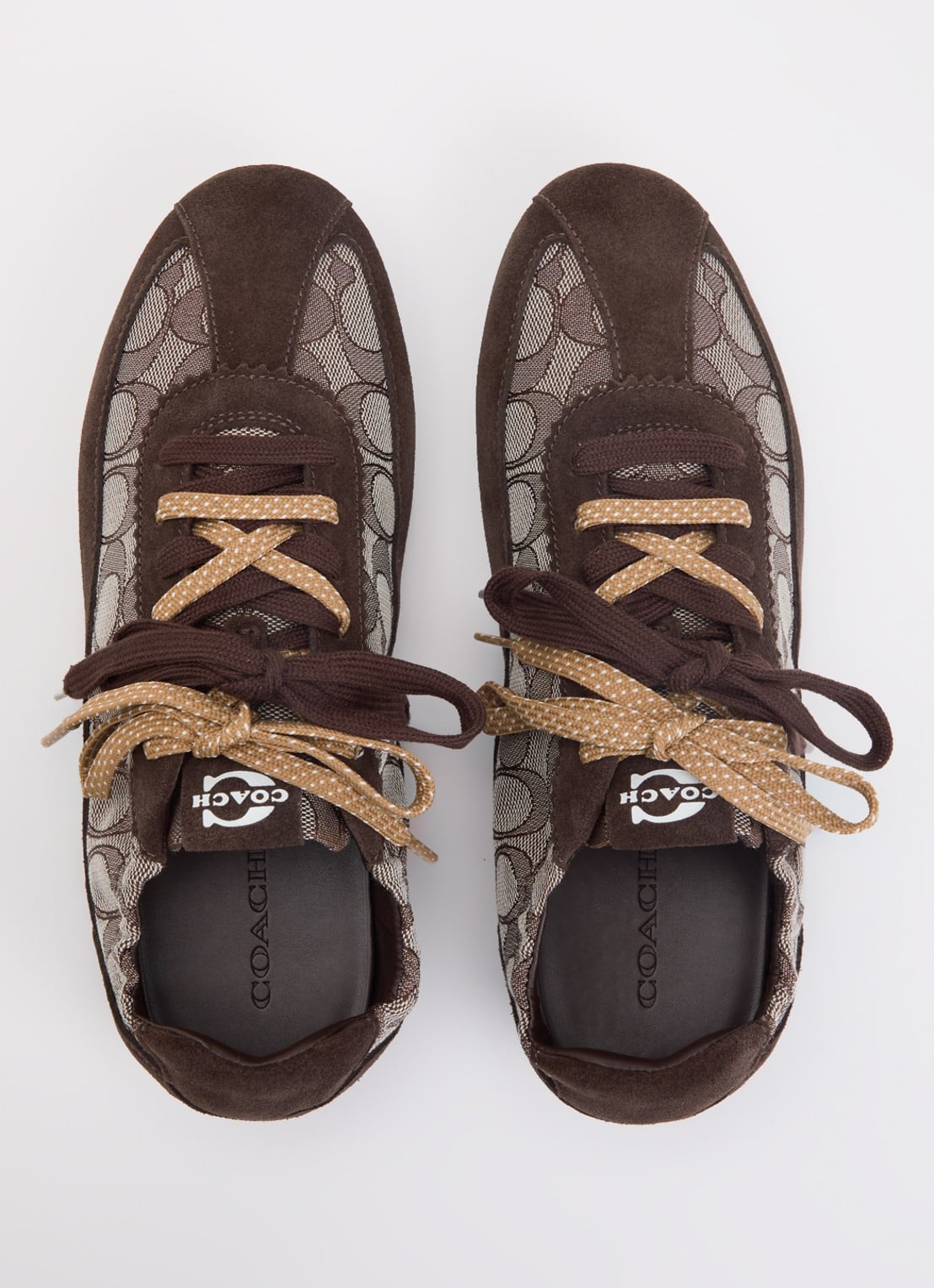 Coach Sneaker van suède met logoprint - detail 4 bruin
