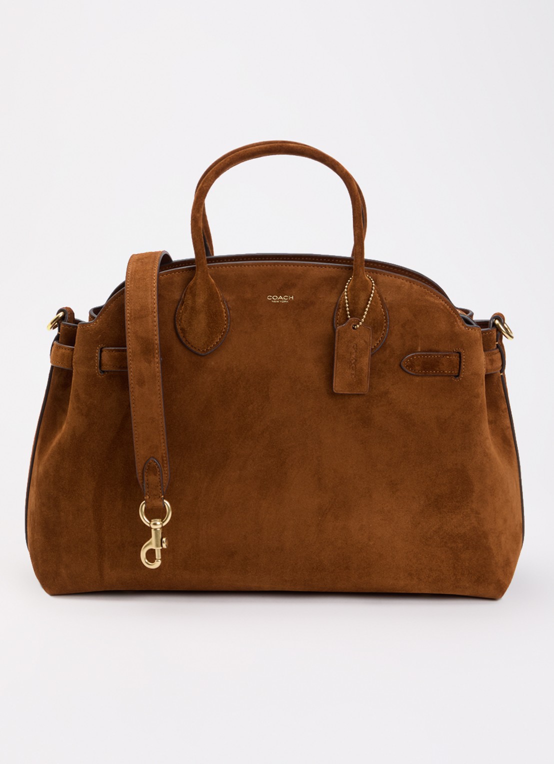 Coach Soft Empire 40 handtas van kalfssuède met afneembare schouderriem  - voorkant hazelnootbruin