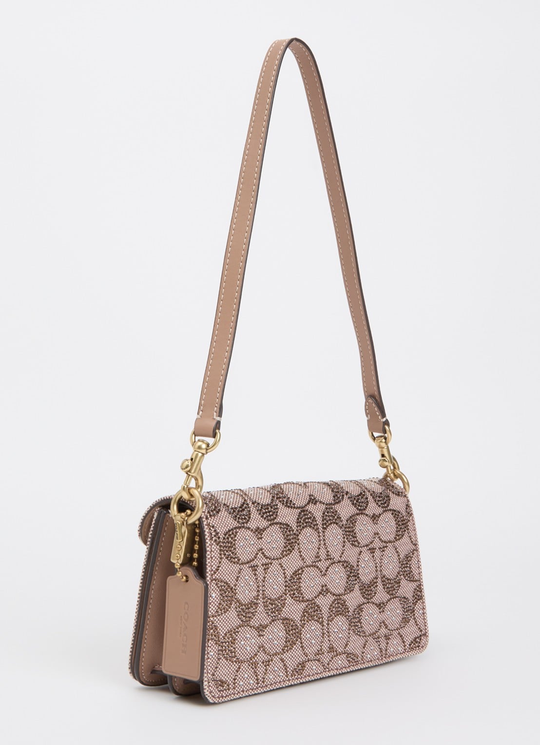 Coach Soft Tabby 20 schoudertas met details van leer en strass - achterkant 5 lichtbruin