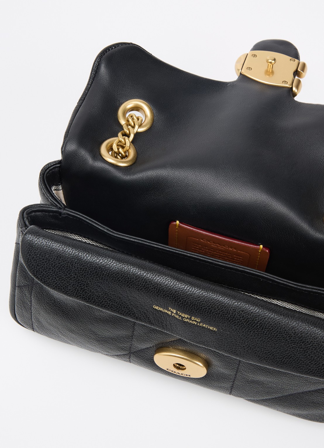 Coach Soft Tabby 20 schoudertas van leer met quiltpatroon - detail 2 zwart