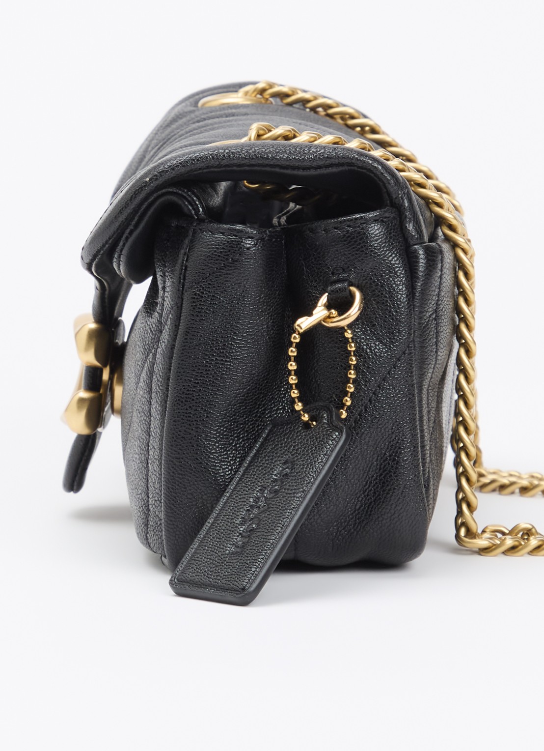 Coach Soft Tabby 20 schoudertas van leer met quiltpatroon - detail 3 zwart