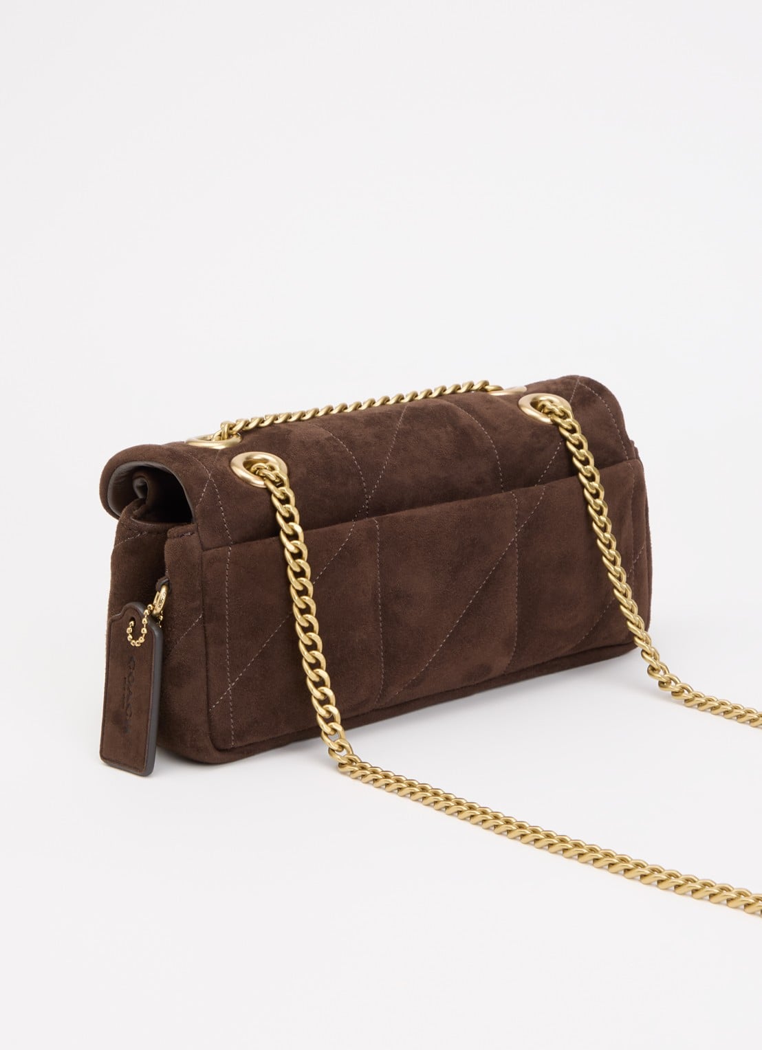 Coach Soft Tabby 20 schoudertas van suède met quiltpatroon - achterkant 5 chocoladebruin