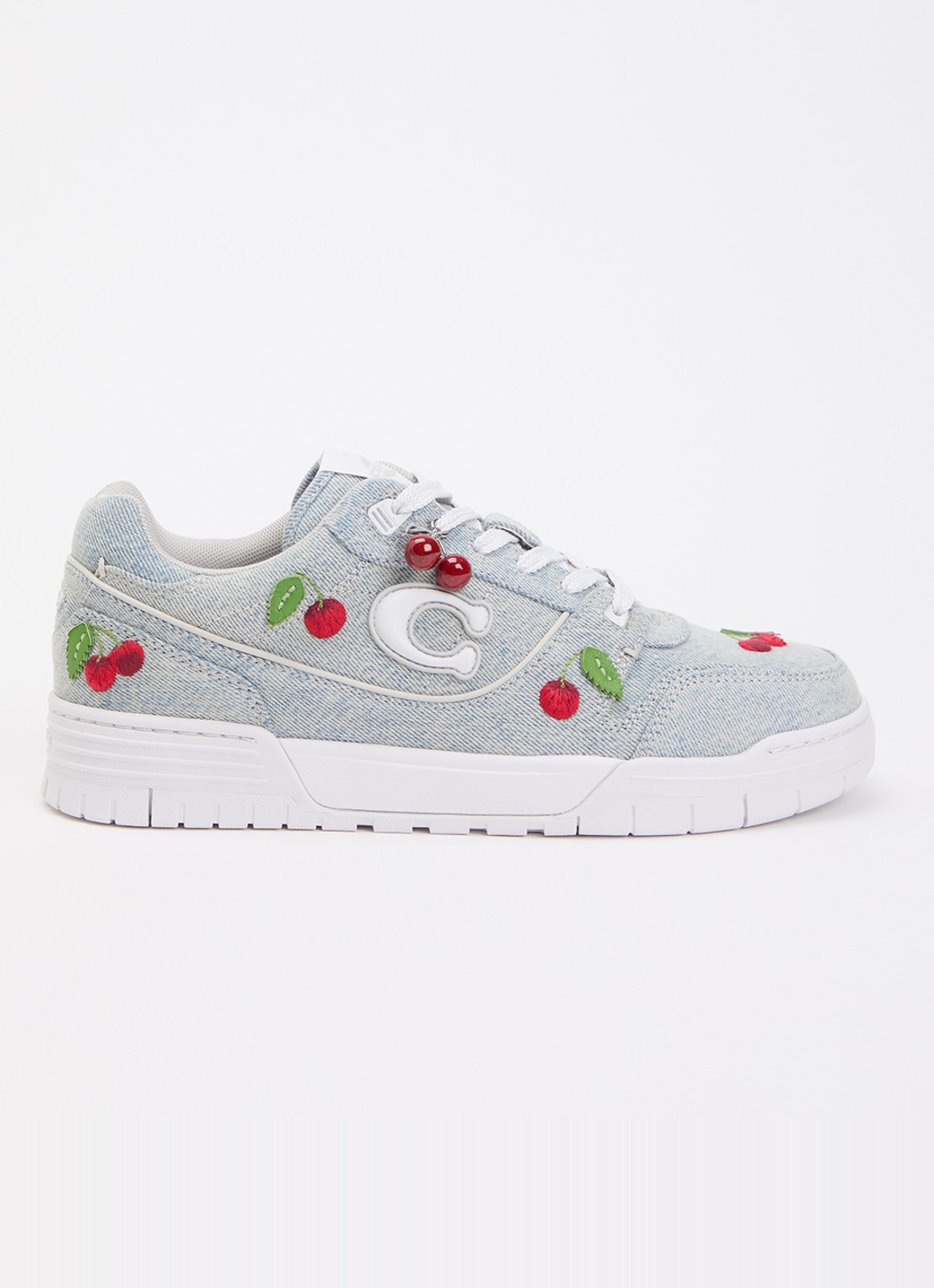 Coach Soho sneaker met borduring en logo - voorkant 5 lichtblauw