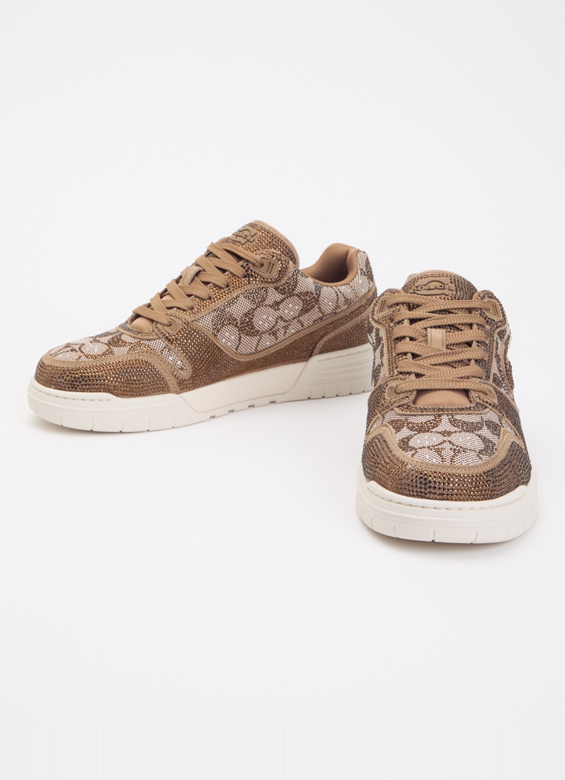 Coach Soho sneaker met logoprint en strass - detail lichtbruin