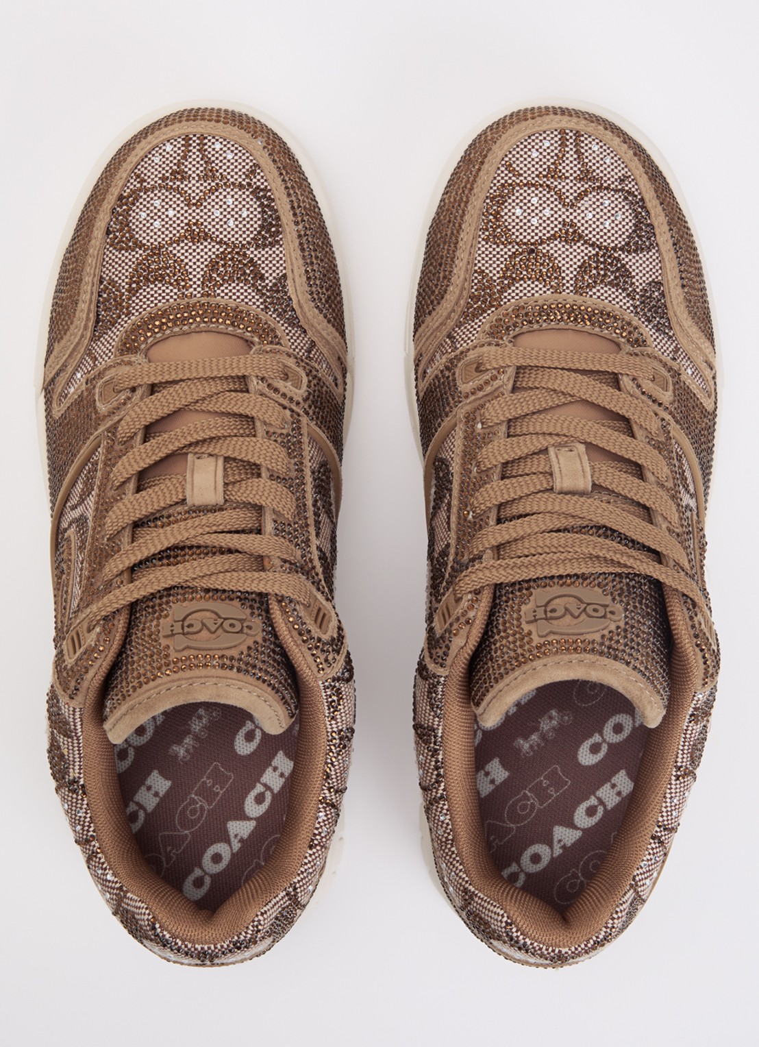 Coach Soho sneaker met logoprint en strass - detail 2 lichtbruin