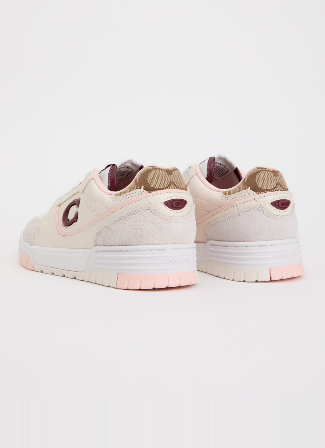 Coach Soho sneaker van leer met suède details en jacquard dessin - achterkant creme