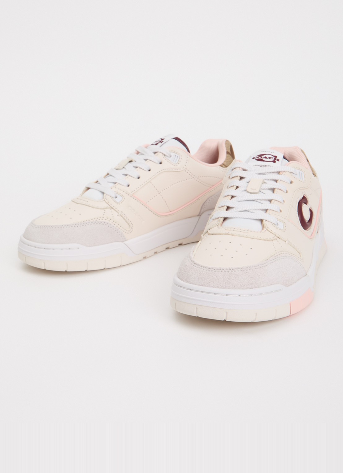 Coach Soho sneaker van leer met suède details en jacquard dessin - detail 3 creme