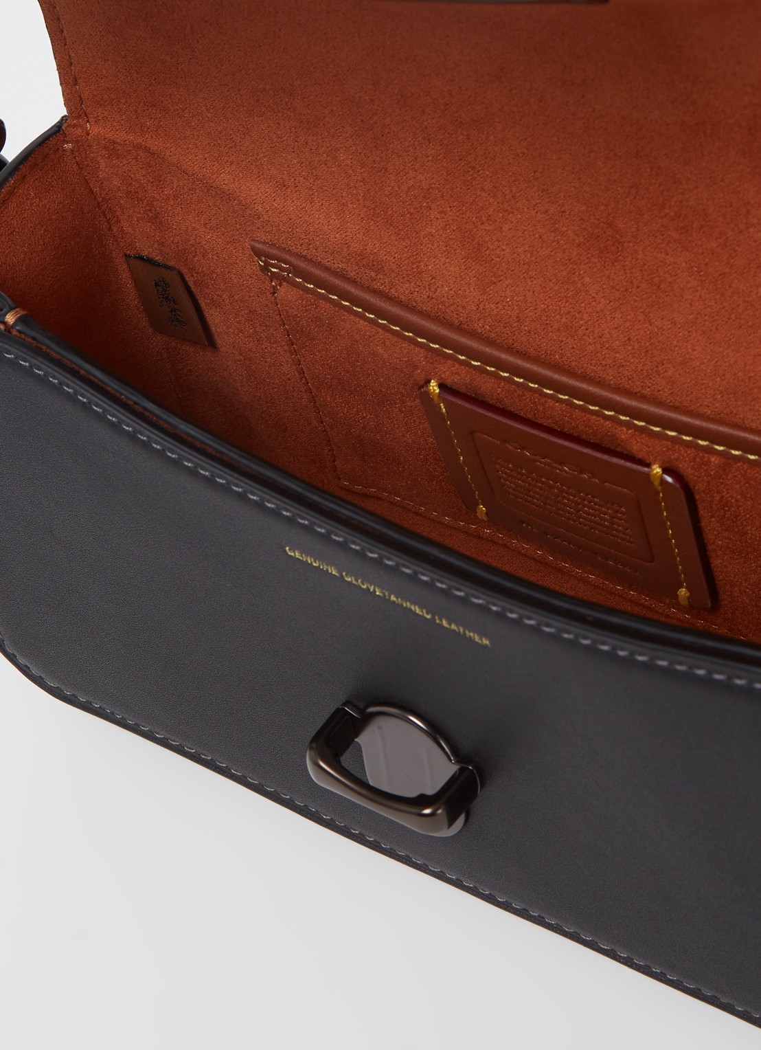 Coach Studio Baguette schoudertas van leer met logo - detail zwart