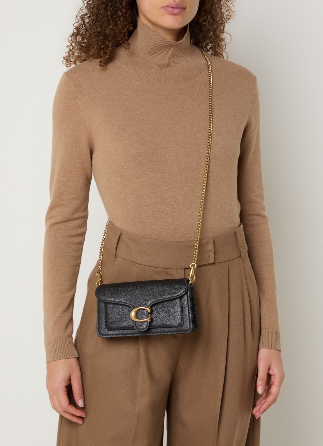 Coach Tabby 19 crossbody tas van leer met afneembare schouderriem - voorkant 2 zwart