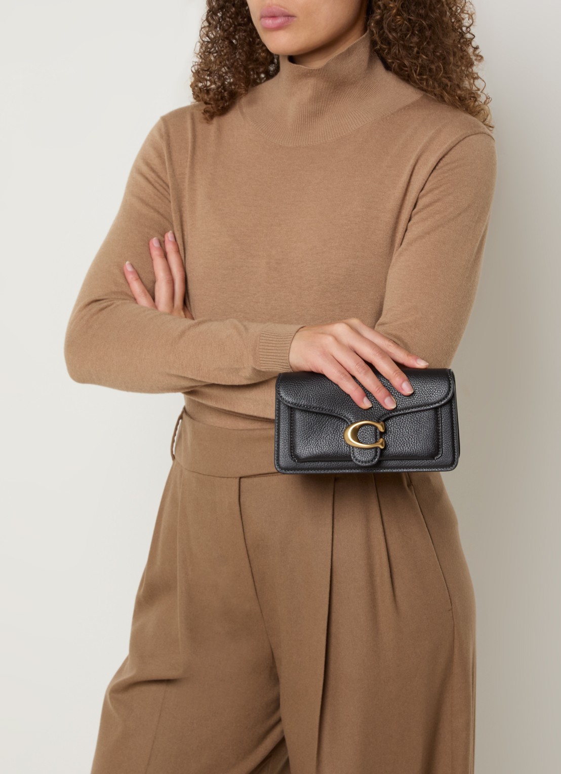 Coach Tabby 19 crossbody tas van leer met afneembare schouderriem - voorkant 3 zwart