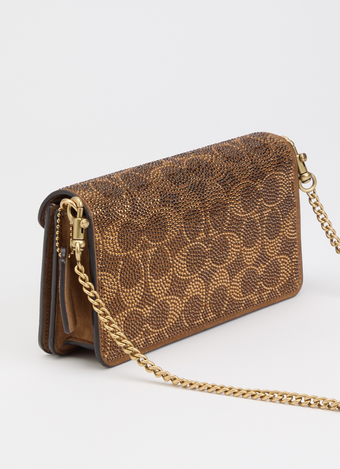 Coach Tabby 19 crossbodytas van suède met strass en afneembare schouderriem - achterkant 5 camel