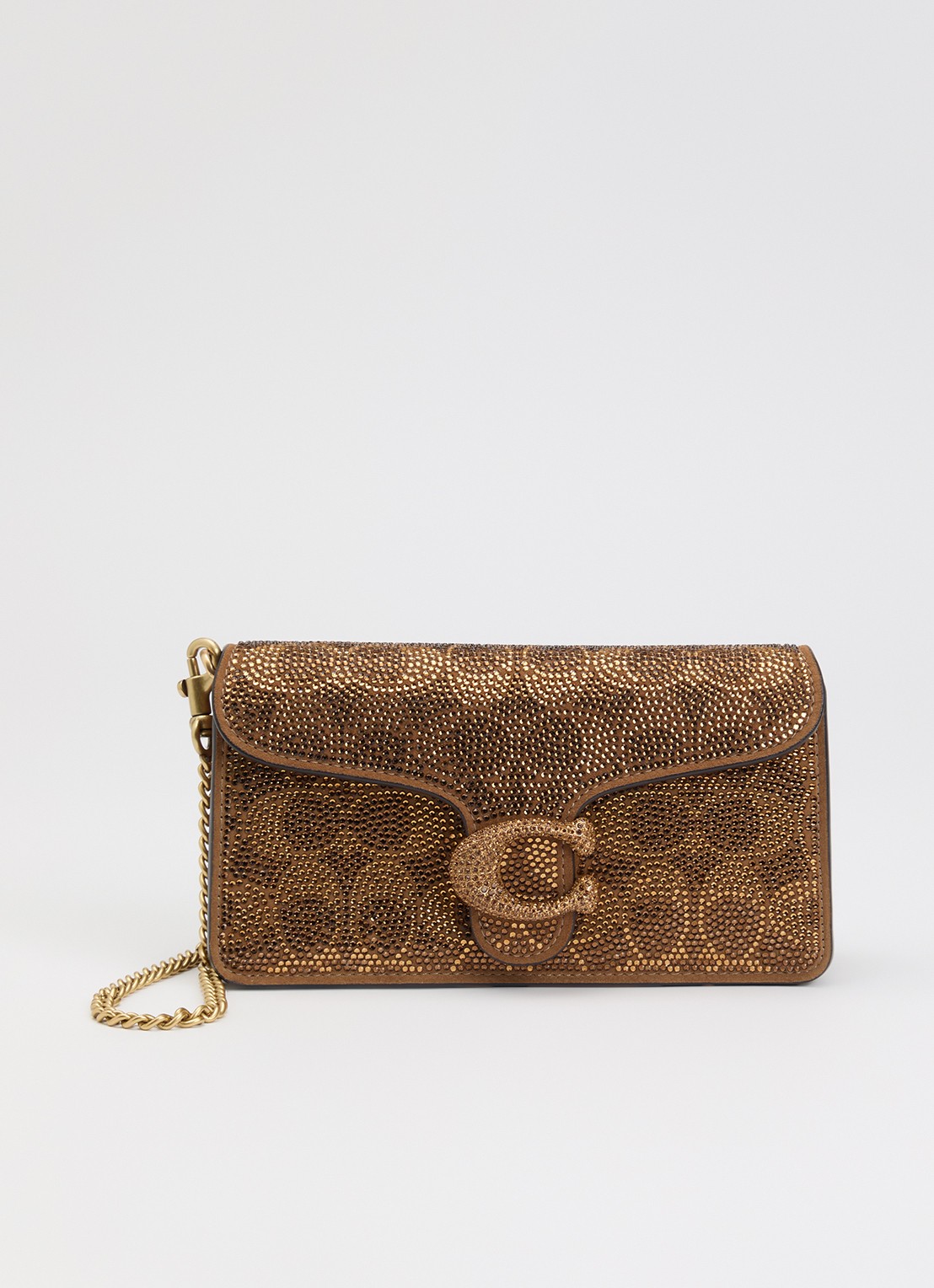 Coach Tabby 19 crossbodytas van suède met strass en afneembare schouderriem - voorkant 4 camel