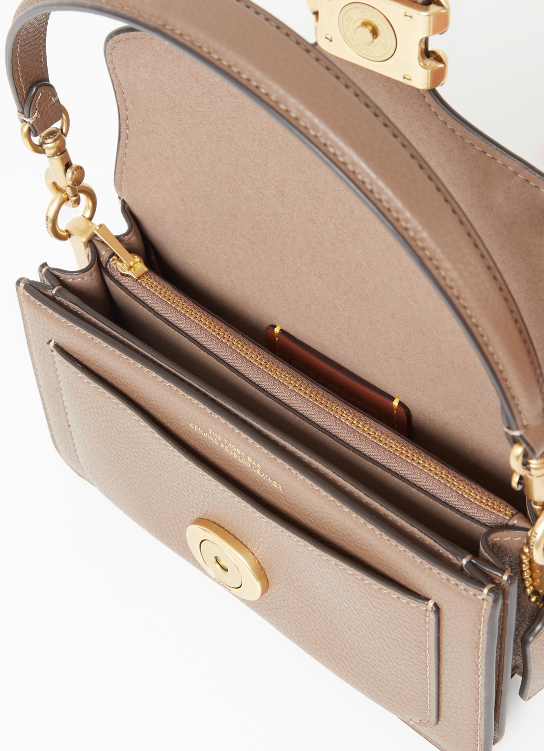 Coach Tabby 20 schoudertas van leer met logo - detail lichtbruin