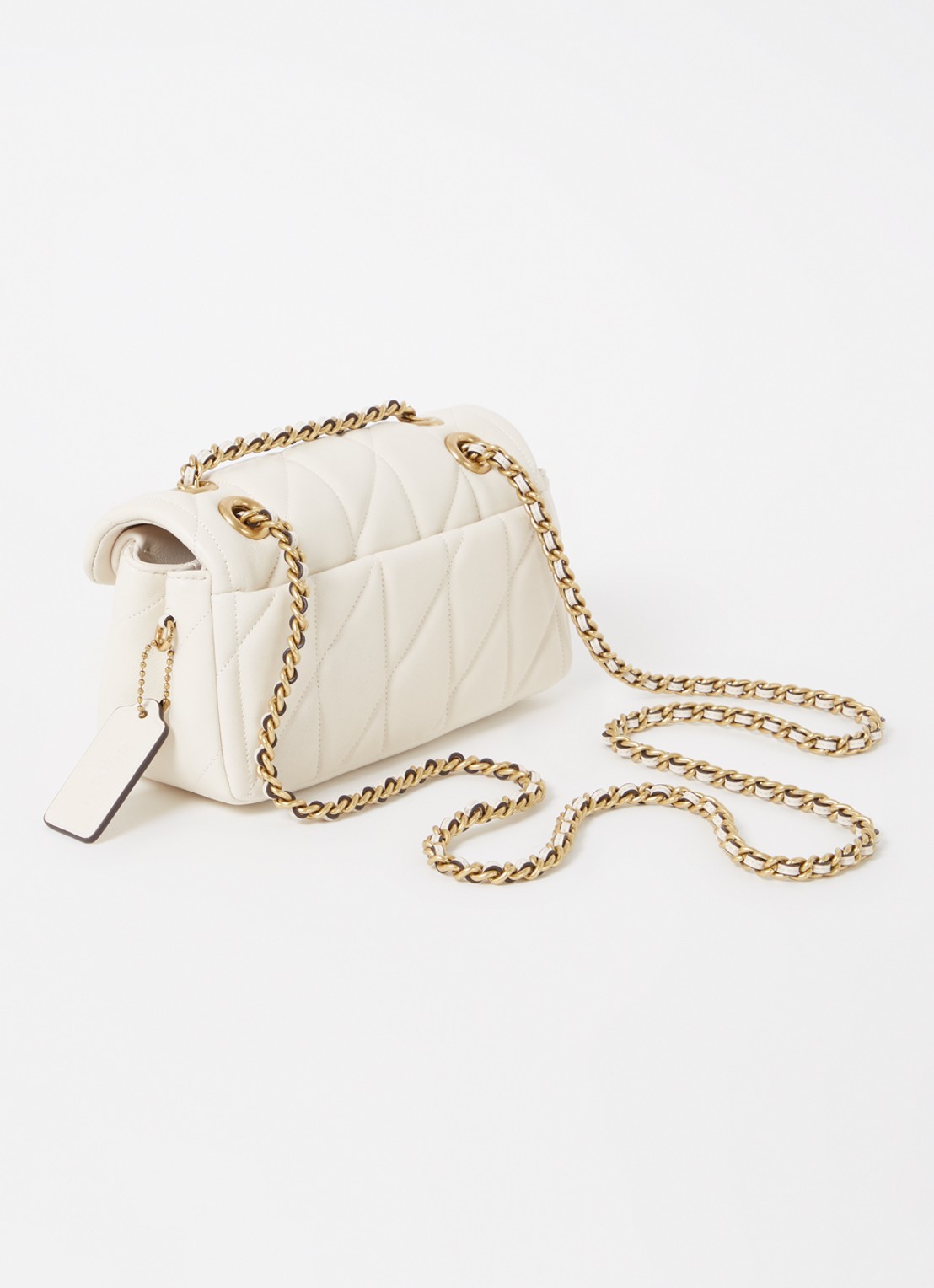 Coach Tabby 20 schoudertas van quilted leer - achterkant gebroken wit