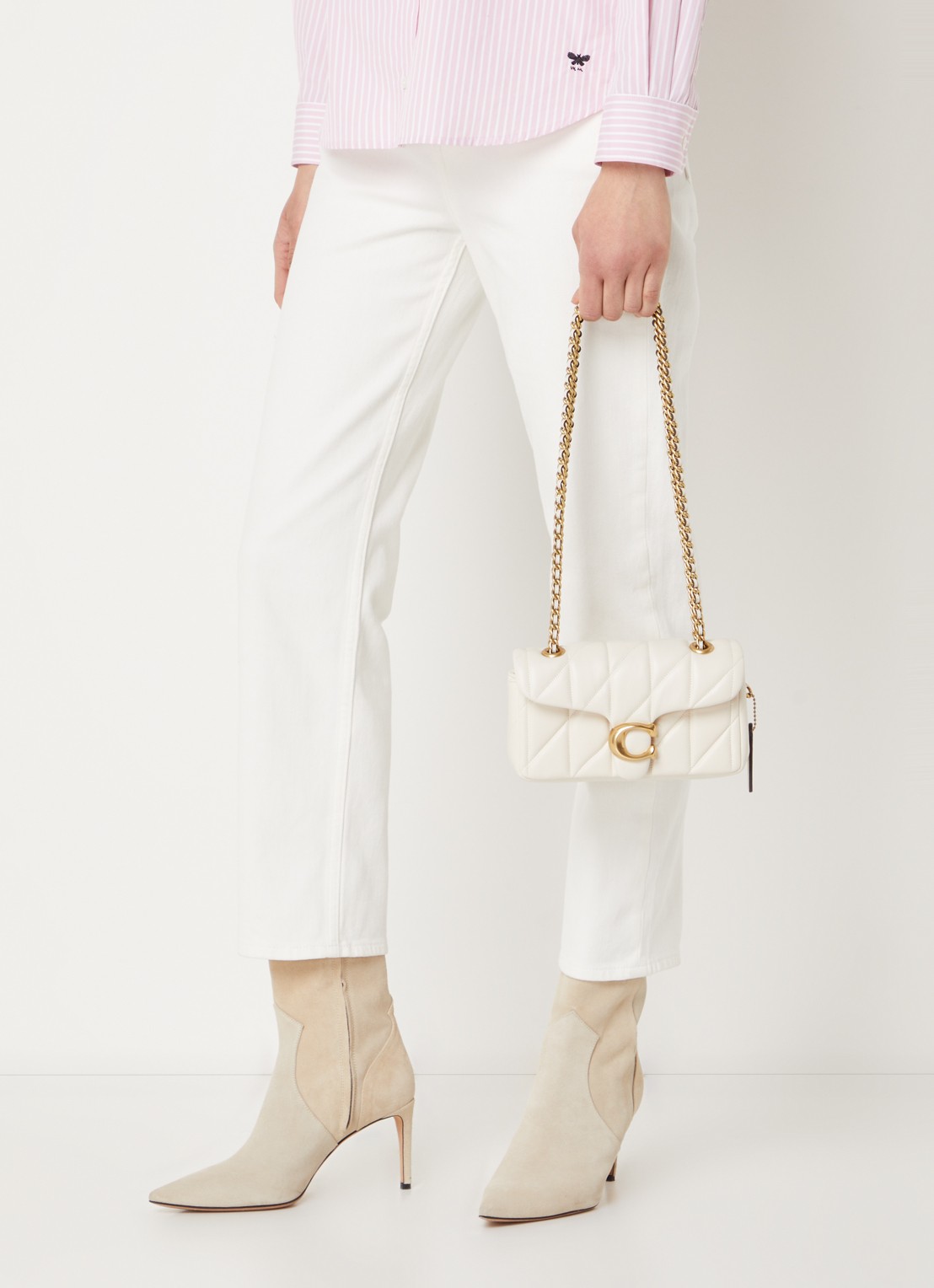Coach Tabby 20 schoudertas van quilted leer - voorkant 4 gebroken wit